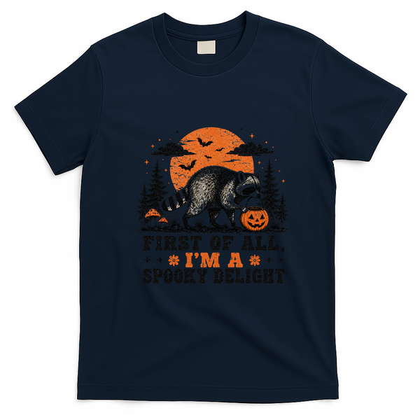 I'm A Spooky Delight Halloween Raccoon Funny T-Shirt - Navy Blue