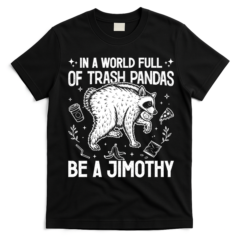 In A World Full Of Trash Pandas Be A Jimothy Raccoon T-Shirt - Black