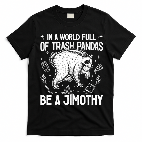In A World Full Of Trash Pandas Be A Jimothy Raccoon T-Shirt - Black