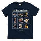 Italian Brainrot Characaters Meme Gen Z Funny Humor T-Shirt - Navy Blue