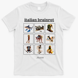 Italian Brainrot Characaters Meme Gen Z Funny Humor T-Shirt - White