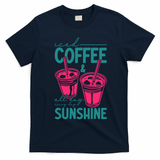 Iced Coffee All Day Sunshine Summer Beach T-Shirt - Navy Blue