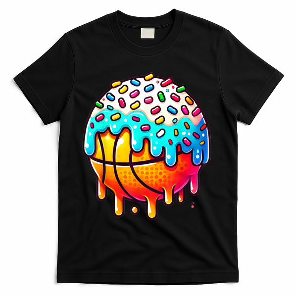 Ice Cream Basketball Drip Boy Girl Basketball Stuff  T-Shirt - Black
