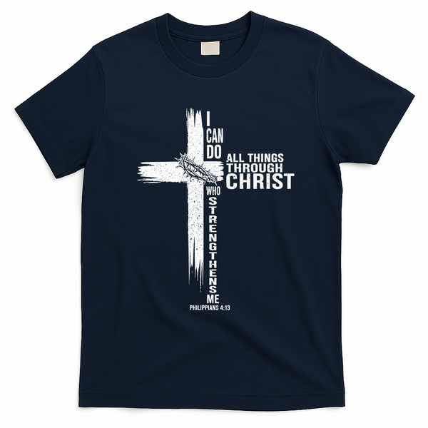 I Can Do All Things Through Christ Who Strengthens Me T-Shirt - Navy Blue