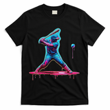Ice Cream Drip Baseball Bat Baseball Player T-Shirt - Black
