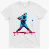 Ice Cream Drip Baseball Bat Baseball Player T-Shirt - White