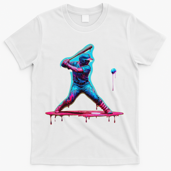 Ice Cream Drip Baseball Bat Baseball Player T-Shirt - White