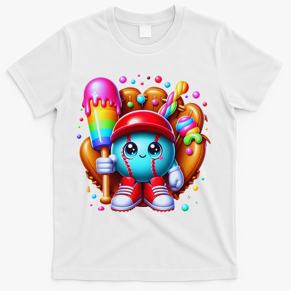 Ice Cream Drip Baseball Stuff Baseball Drip For T-Shirt - White