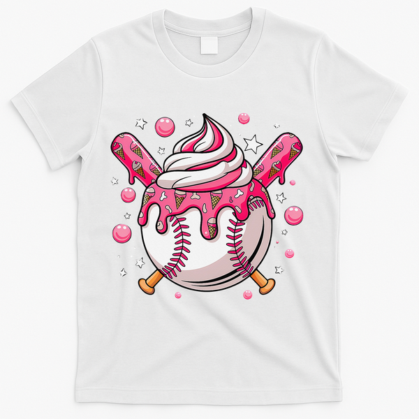 Ice Cream Drip Baseball Stuff Stuff Baseball T-Shirt - White
