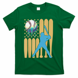 Ice Cream Drip Baseball Bat Baseball Player 4th Of July T-Shirt - Green
