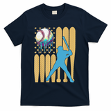 Ice Cream Drip Baseball Bat Baseball Player 4th Of July T-Shirt - Navy