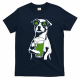 Irish Dog Drinking Beer T-Shirt - Navy Blue