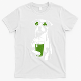 Irish Dog Drinking Beer T-Shirt - White