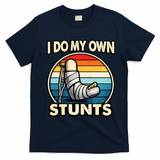 I Do My Own Stunts Broken Leg Funny Meme T-Shirt - Navy Blue