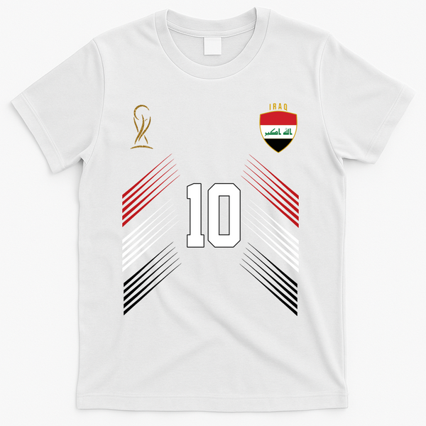Iraq Flag Iraqi Soccer Jersey Pride Fan Gear T-Shirt - White