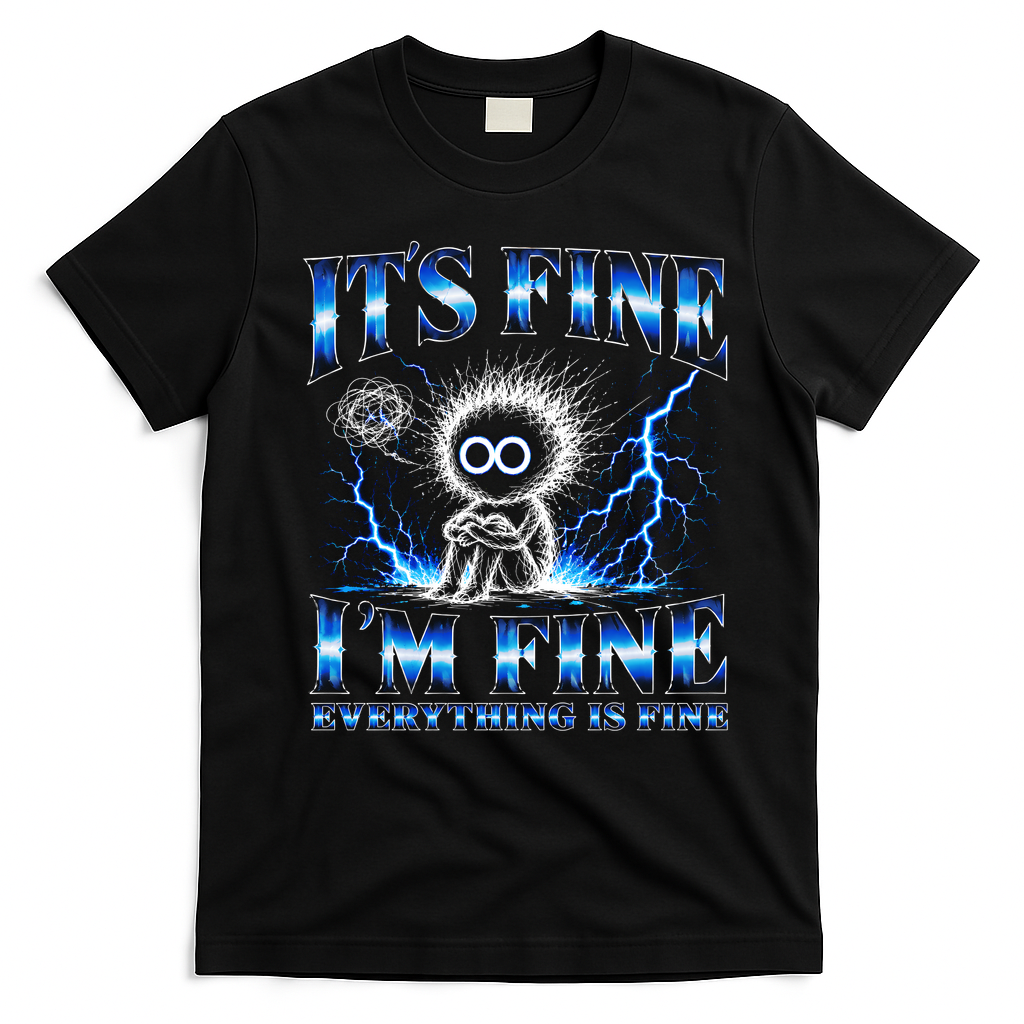 It's Fine I'm Fine Everything Is Fine T-Shirt - Black