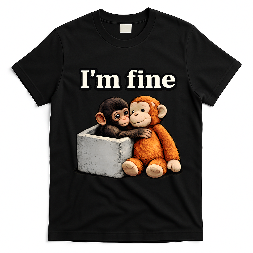 I'm Fine Monkey Punch Funny T-Shirt - Black