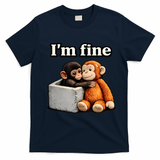I'm Fine Monkey Punch Funny T-Shirt - Navy Blue