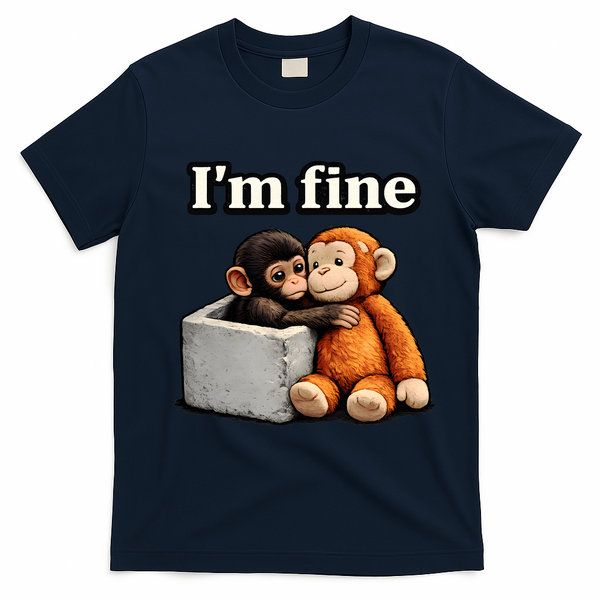 I'm Fine Monkey Punch Funny T-Shirt - Navy Blue