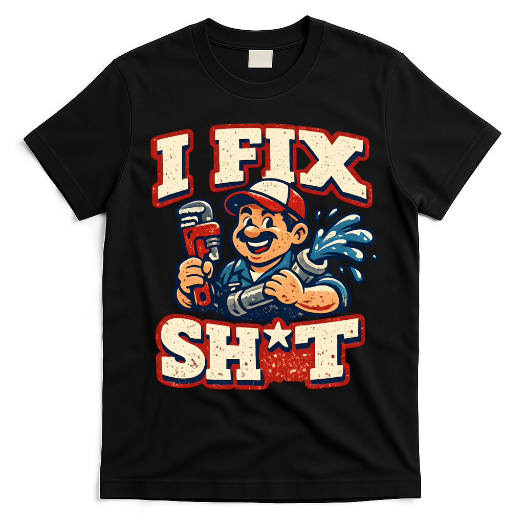 I Fix Sh*t Funny Plumber Trade Design T-Shirt - Black