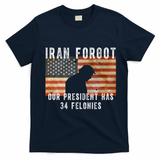 Iran Forgot Trump Has 34 Felonies T-Shirt - Navy Blue