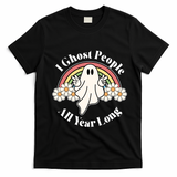 I Ghost People All Year Long Halloween Rainbow T-Shirt - Black