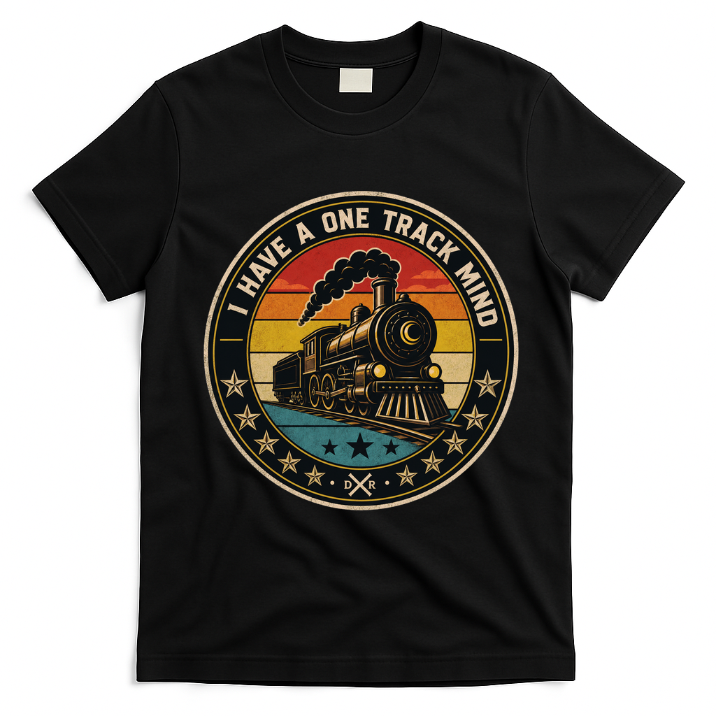 I Have A One Track Mind Train Engine Railroad Funny T-Shirt - Black