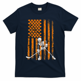 Ice Hockey Player Fan Gift Skeleton Halloween T-Shirt - Navy Blue