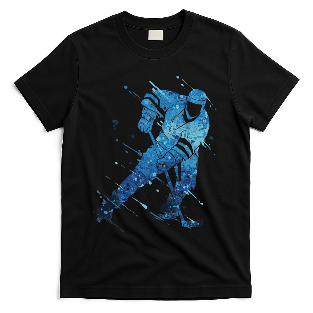 Ice Hockey Player T-Shirt - Black