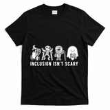 Inclusion Isnt Scary Teacher Skeleton Ghost Cute Halloween T-Shirt - Black