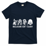 Inclusion Isnt Scary Teacher Skeleton Ghost Cute Halloween T-Shirt - Navy