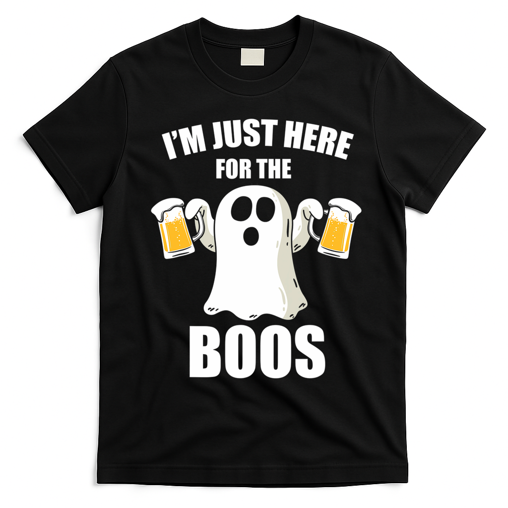 IM Just Here For The Boos Funny Halloween Cute Ghost Gift T-Shirt - Black