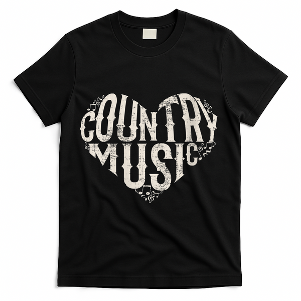 I Love Country Design Country Music Lover Gift Idea T-Shirt - Black