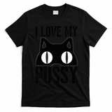 I Love My Pussy Cat Funny Halloween Cats Spiderweb Premium T-Shirt - Black
