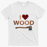I Love Wood Lumberjack Heart Halloween Party Gift T-Shirt - White