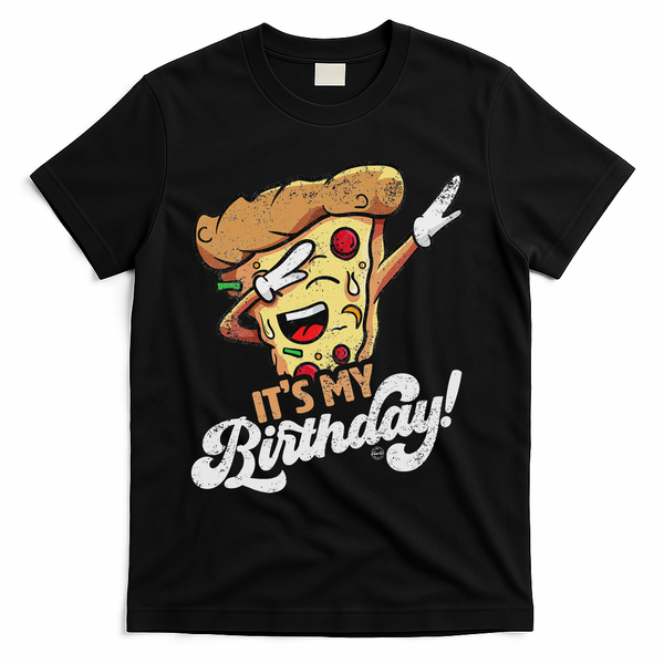 It's My Birthday Cool Dabbing Pizza Gift Bday Party T-Shirt - Black