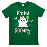 Its My Boo Day Cute Halloween Birthday Ghost Pink Bow Girls T-Shirt - Irish Green