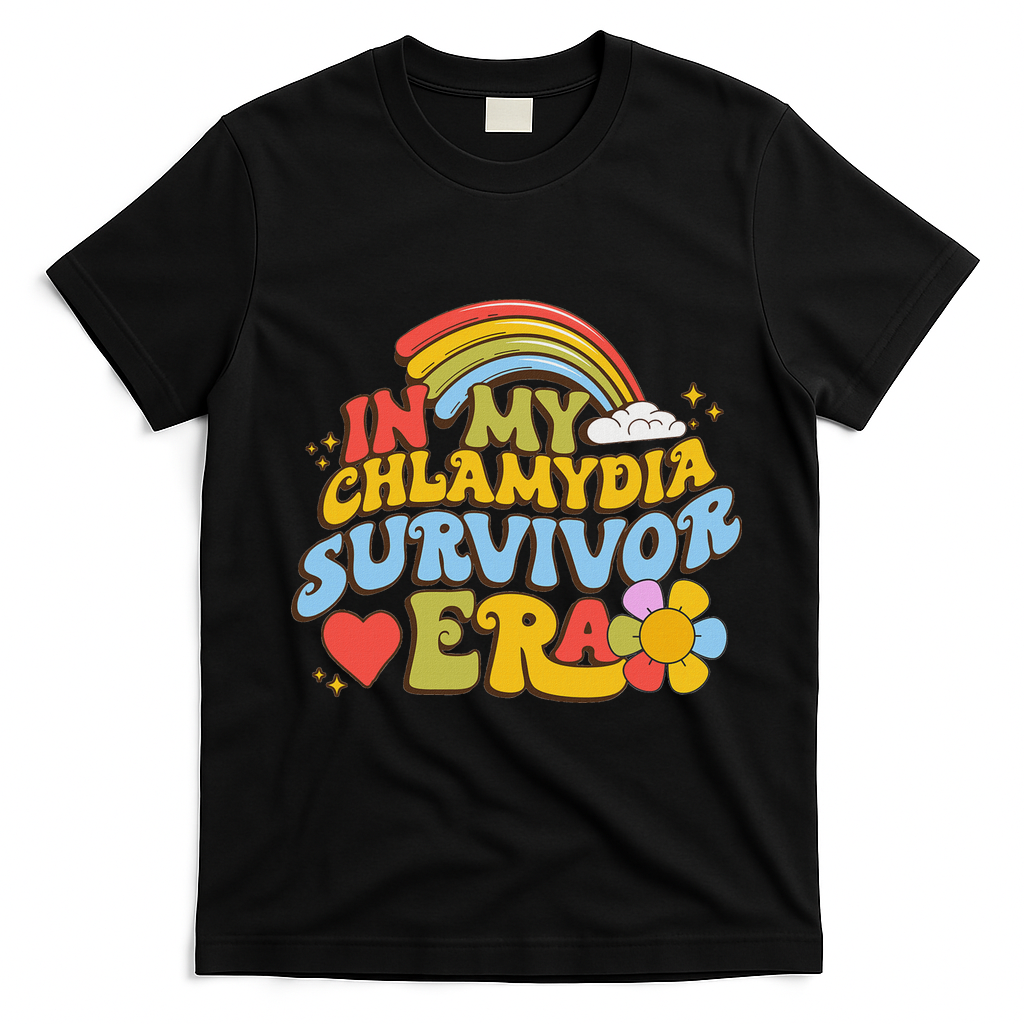 In My Chlamydia Survivor Era Funny Inappropriate T-Shirt - Black