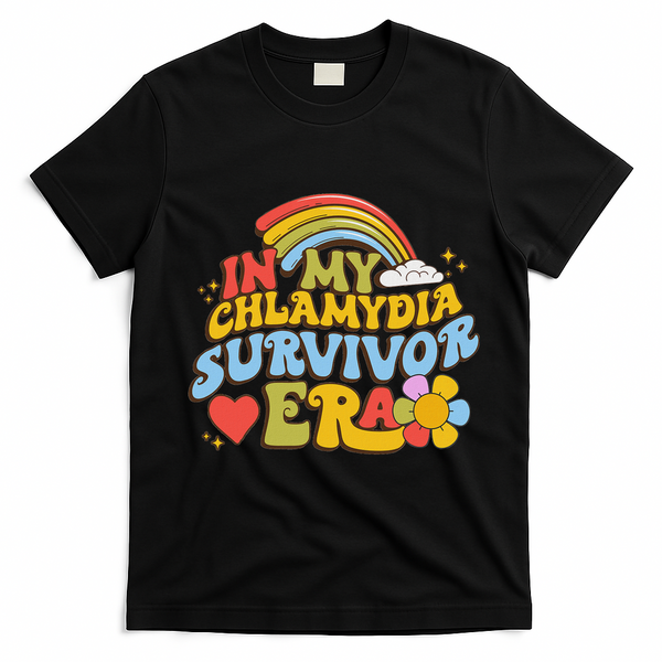 In My Chlamydia Survivor Era Funny Inappropriate T-Shirt - Black
