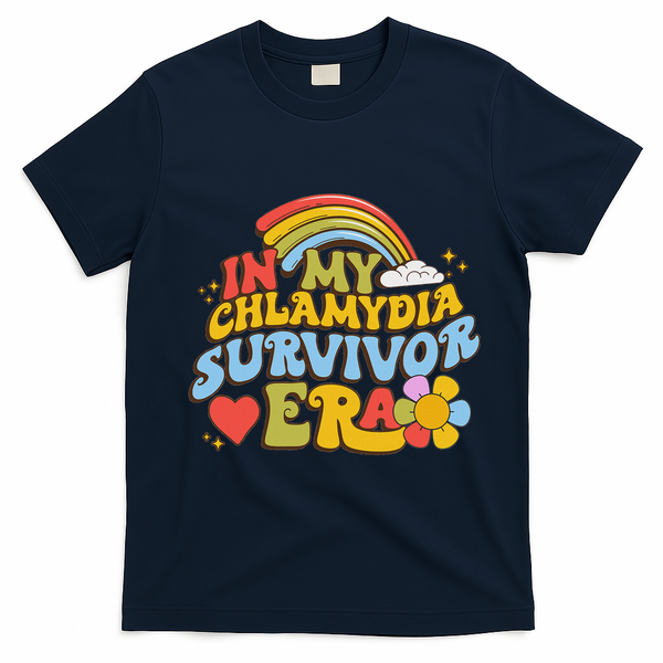In My Chlamydia Survivor Era Funny Inappropriate T-Shirt - Navy Blue