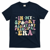 In My Spooky Assistant Principal Era Retro Ghost Halloween T-Shirt - Navy Blue