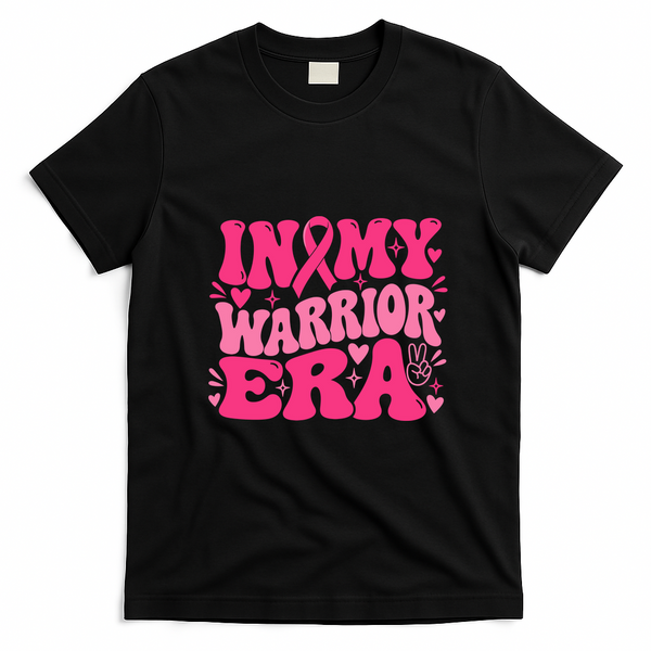 In My Warrior Era Breast Cancer Awareness T-Shirt - Black