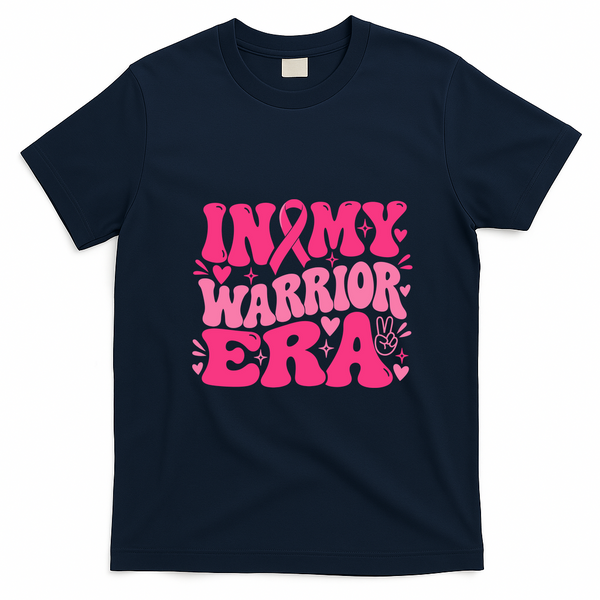 In My Warrior Era Breast Cancer Awareness T-Shirt - Navy Blue