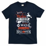 Its Near Halloween Witches Go Riding Festive T-Shirt - Navy Blue