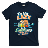 I'm Not Lazy I'm On Energy Saving Mode Funny Sloth T-Shirt - Navy Blue