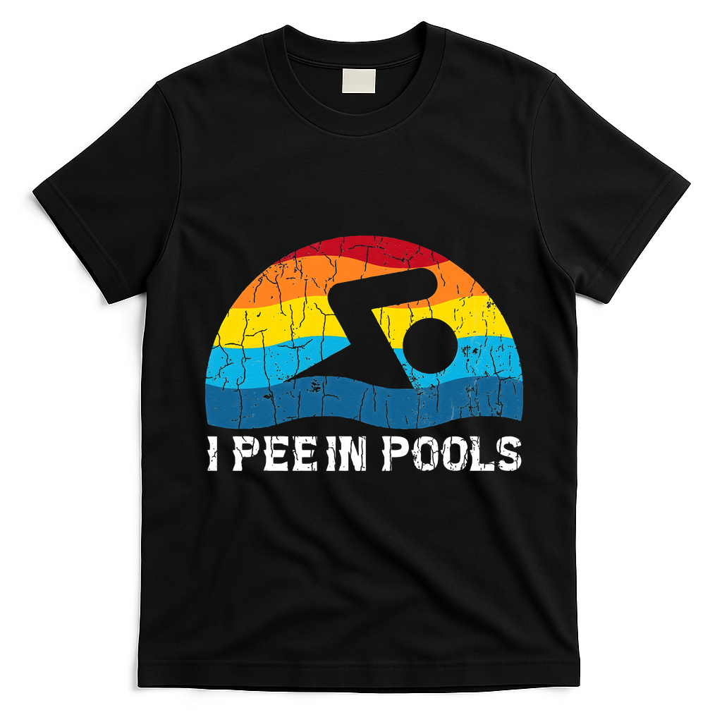 I Pee In Pools Funny Swimmer Swimming Coach T-Shirt - Black