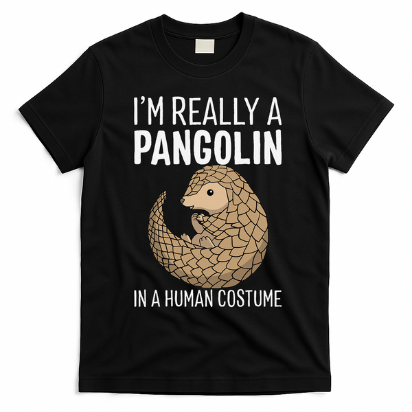 Im Really A Pangolin In A Human Costume Halloween T-Shirt - Black