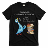 I Survived 100 Days Of School Pigeon 100th Day T-Shirt - Black