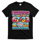 I Survived 67 33 Days Of School 100 Days Of School 6-7 Meme T-Shirt - Black