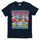 I Survived 67 33 Days Of School 100 Days Of School 6-7 Meme T-Shirt - Navy Blue